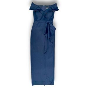 XScape Long Off-The-Shoulder Ruffle Gown